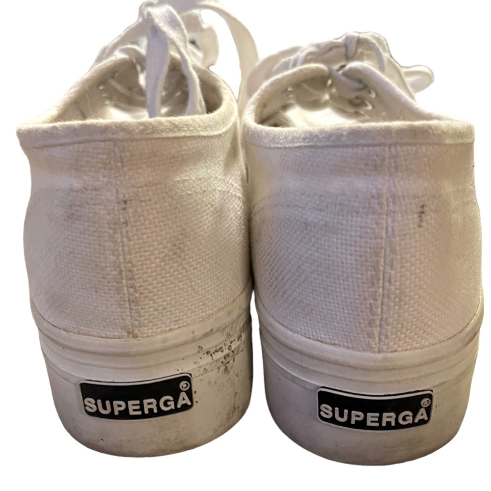 Superga Platform Sneakers White‎ Canvas Women’s 7.5 - Picture 9 of 13
